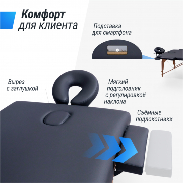 Массажный стол UNIX Standard 3 Section Black - 5